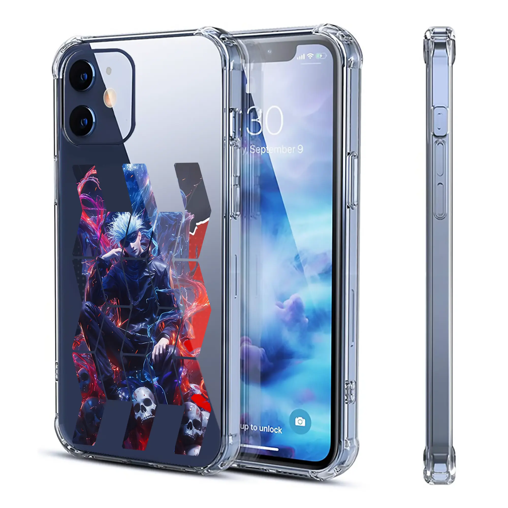 呪術廻戦 グッズ,五条 悟 - IPhone 12シリーズ対応 ・ 透明スマホケース ・ クリアソフトケース ・ TPU素材 ・ 耐衝撃 ・ 高密着 ・ 防汚 防指紋 ・ 簡単着脱